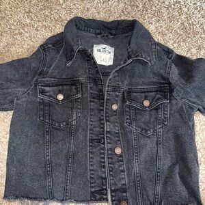 Hollister Womens Cropped Black Denim Jacket